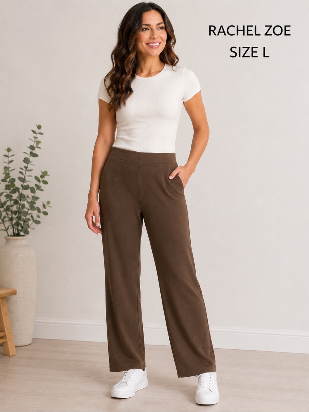 Rachel Zoe Brown Pull-On Leggings Women’s Size L Stretch Cottagecore Pants